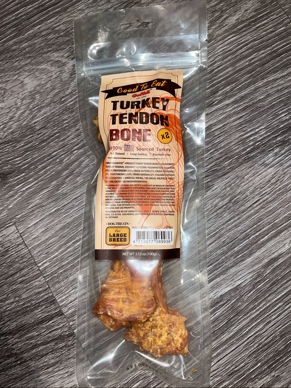 GooToe Turkey Tendon Bone Dog Treat